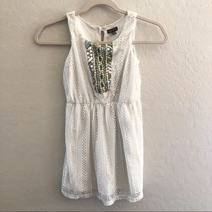 LILY ROSE Girls Beaded Lace Skater Dress White 8